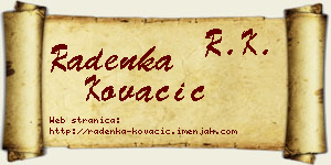 Radenka Kovačić vizit kartica